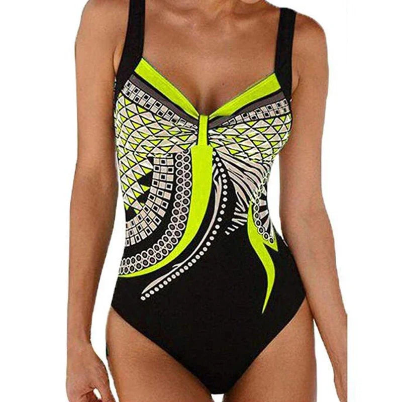 Swimsuit Vintage Design One Piece Swimwear Women Print Swimsuit Bathing Suit Plus Size Monokini Beachwear Bikini Set Female