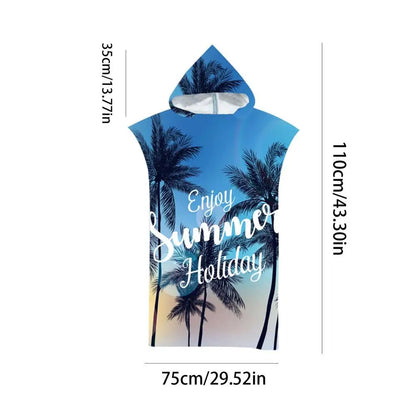 Surfing Diving Summer Surf Poncho Men Women Microfiber Fabric Quick-Dry Robe With Hood Unisex Outdoor Swim Towel Warmer