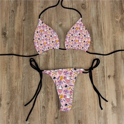 Summer Women Biquini Two Piece Suits Bikini Swimsuit Swimwear Lace Up Bikinis Set Backless Bathing Suit For Female