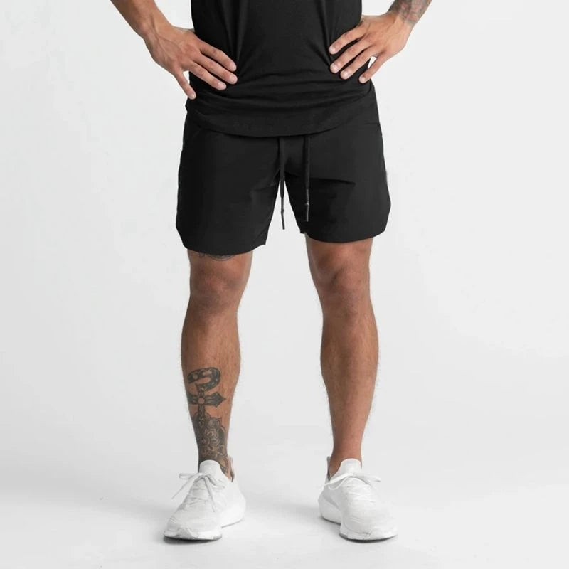 Men Quick Dry Exercise Tranning Shorts Running Fitness Basketball Sports Gym Crossfit Sweatpants with Zipper Back Phone Pouch