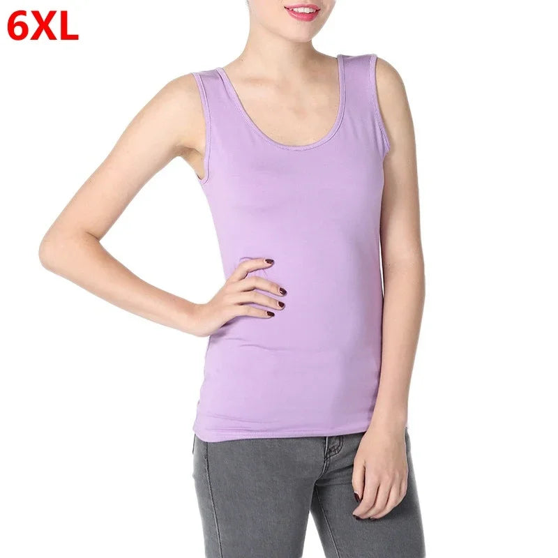 U-neck plus size vest large collar camisole bottoming shirt pink top women's clothing 6XL 5XL 4XL tank tops