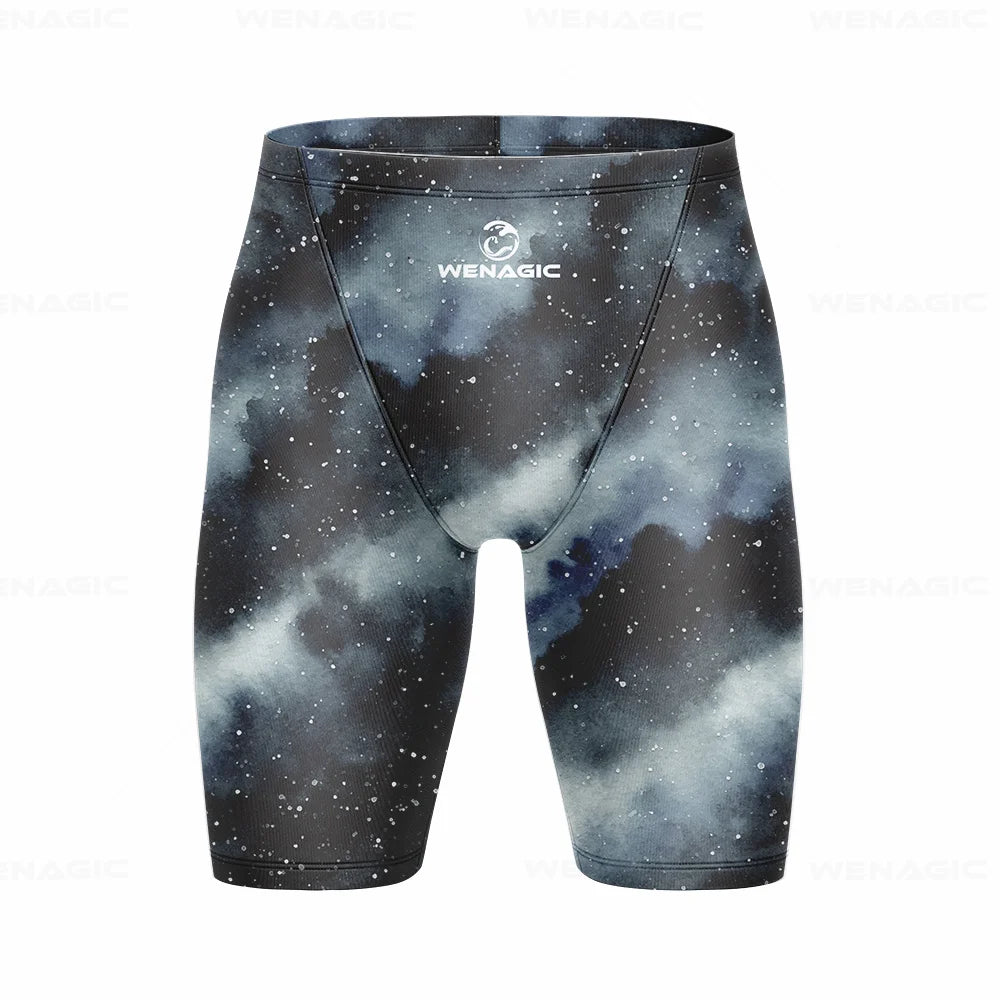 Men's Swimming Jammer Swimwear Endurance Athletic Training Swimsuit Summer Beach Swimming Trunks Diving Surf Tight Shorts