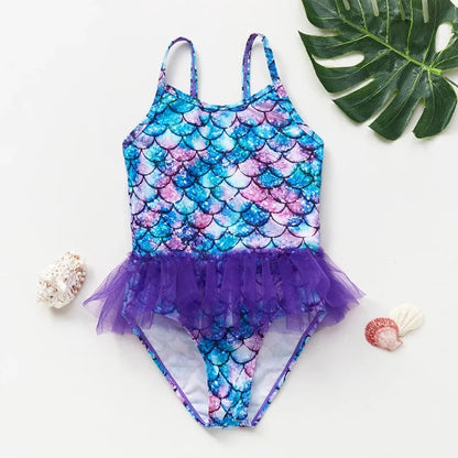 2-8Y New Fashion Kid Mermaid Unicorn Bikini Set Lovely One-Pieces Child Swimwear Cute Girl Flouncing Swimsuit Summer Beachwear