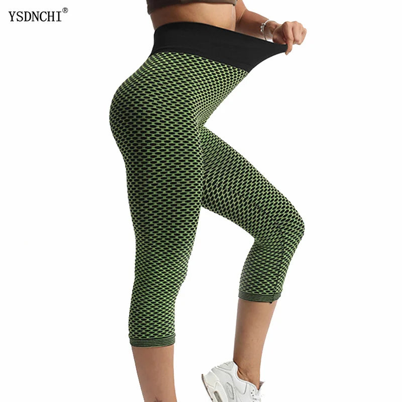 YSDNCHI Push Up Leggings Breathable Workout Capris Sport Leggins Seamless High Waist Mid-Calf Women Gym Fitness Yoga Clothing