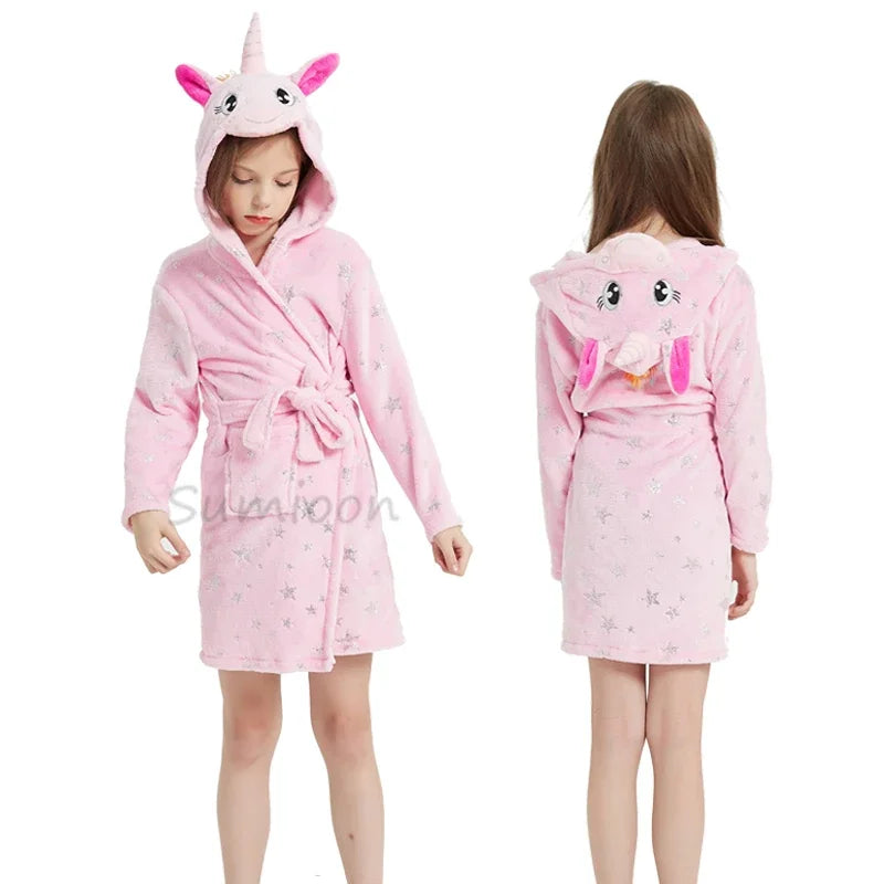 Children Bath Robe Baby Towel Children's Unicorn Hooded Bathrobes for Boys Girls