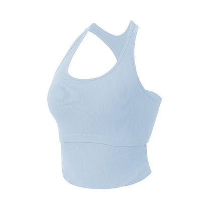 Yoga Crop Tops Racer Back Gym Bras Waist Slim Strap Fitness Vest Gym Crops Sports Tops Active Wear Golf Top