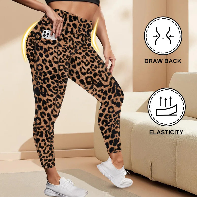 Women's High-Waisted Plus Size Yoga Leggings Butt-Lifting Workout Leggings with Pockets Elastic Activewear for Gym & Running