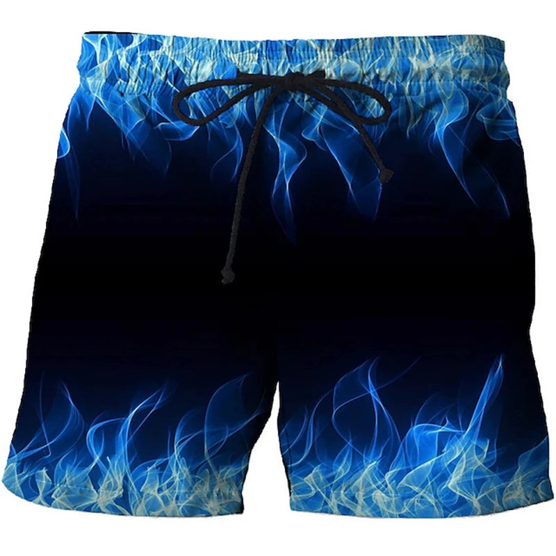 Summer Man Loose Beach Shorts 3D Print Flame Graphics Oversized Men Swimming Shorts Fashion Casual Quick Drying Male Short Pants