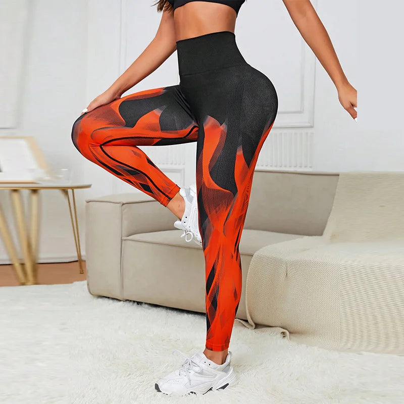 3D Print Tie Dye Sports Pants Women Seamless Leggings High Waist Fitness Push Up Leggings Gym Clothing Workout Tights
