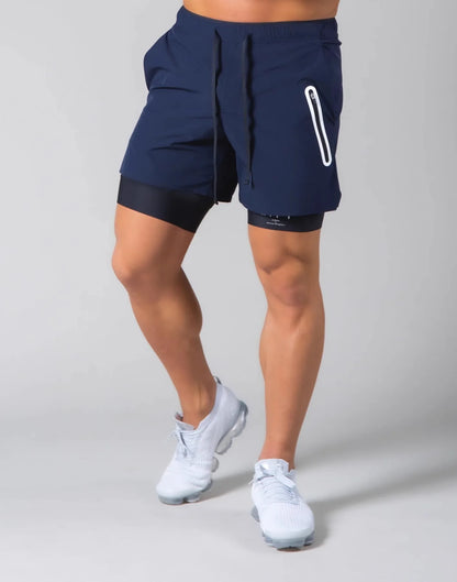 Running Training Men's Sports Shorts Double-layer Anti-glare Quick-drying Fitness Shorts