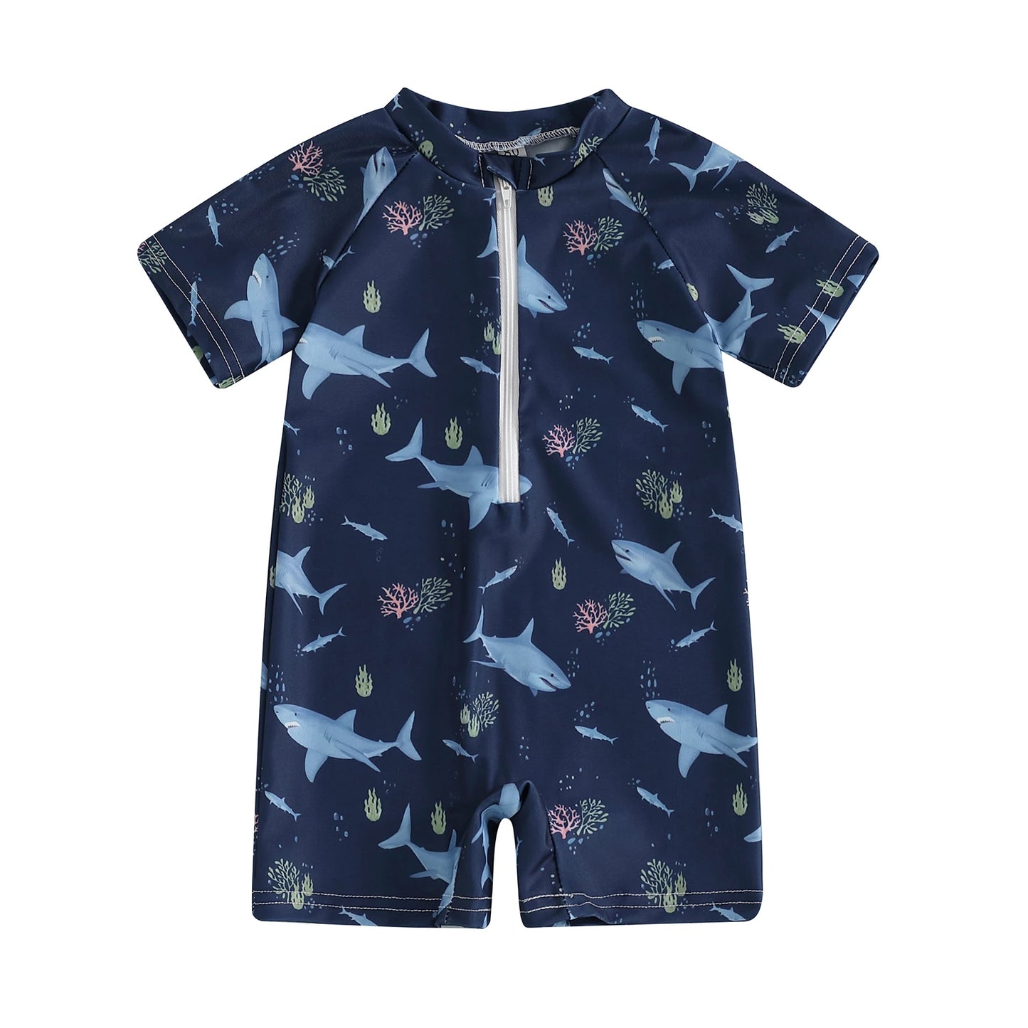 0-3Years Baby Boy Girl Rash Guard Swimsuits Fashion Print Short Sleeve Zip Up Rompers Bathing Suit Toddlers Swimwears Beachwear