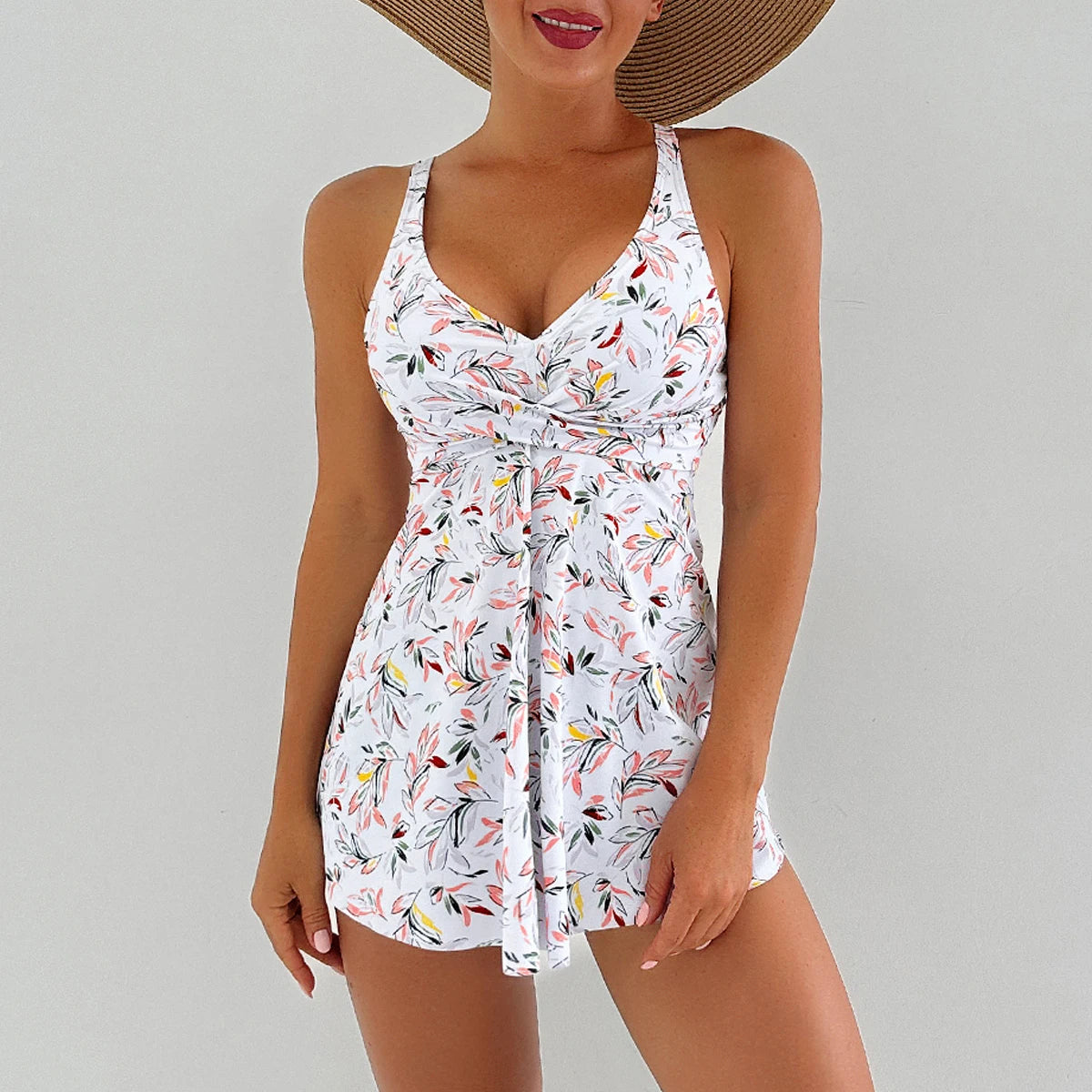 Printed Tankini Set Two Pieces Swimsuit Women Floral Swimwear Female Bathers Bathing Swimming Swim Suit Beachwear