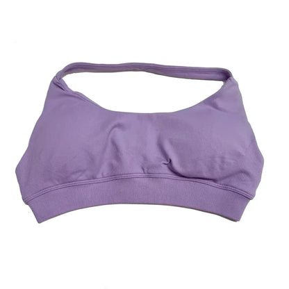 Halter Sports Bra for Women Neck Strap Bra Seamless Open Back Top Medium Support Gym Crop Top Stretchy Sportswear