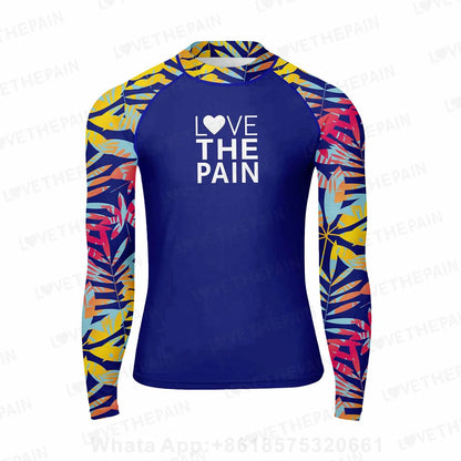 Love The Pain Men Surf Swimming Tshirt Swimsuit Beach UV Protection Rash Guard Diving Suit Long Sleeve Surfing Clothes Rashguard