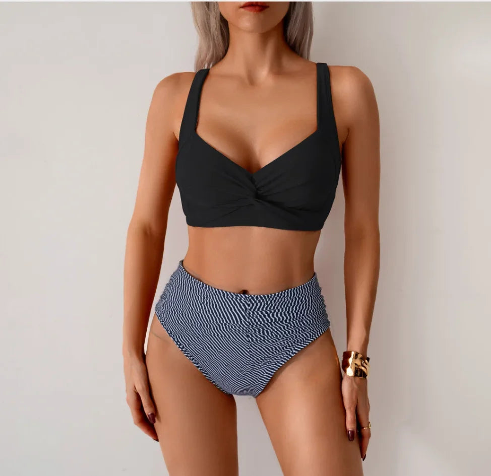 Women's Twist-Front High-Waisted Bikini Set