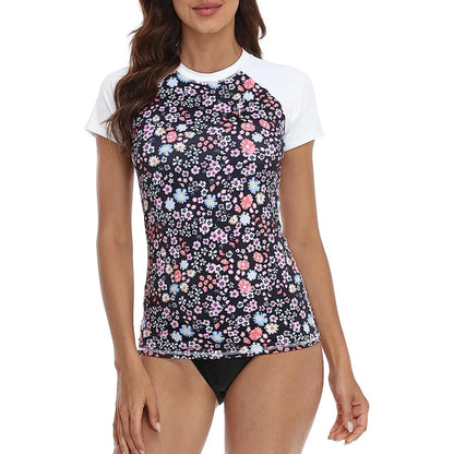 Rashguards Women's Short Sleeve Surfing Wear Swim Shirt Rash Guard Uv Protection Water Sport Diving T-shirt Swimwear Clothes