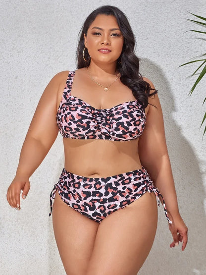 High Waist Leopard Bikini Set Plus Size Swimwear for Women Swimsuit Beachwear Bathing Suit Thong