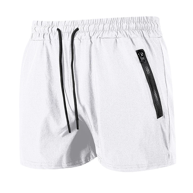 Men's Gym Workout Running Shorts with Zipper Pockets Mesh Liner Summer Sports Athletic Quick Dry Stretchy Shorts Swim Trunks