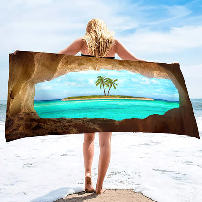 Extra Large Coconut Tree Beach Towel Sand Free Extra Large Cool Beach Towel for Women, Quick Dry Highly Absorbent Beach Towel