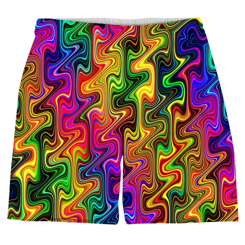 Colorful Psychedelic Pattern Beach Shorts For Men 3d Print Personality Short Pants Summer Fashion Male Quick Dry Swimming Trunks