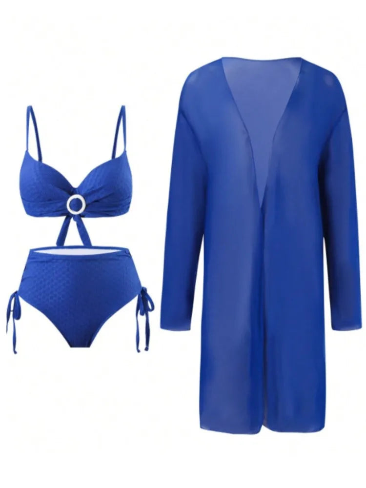 3 Pieces Bikini Women Swimsuit Female Swimwear Beachwear Swimming Suit Bathing Suit Bikini Set Dress Zigzag Biquini