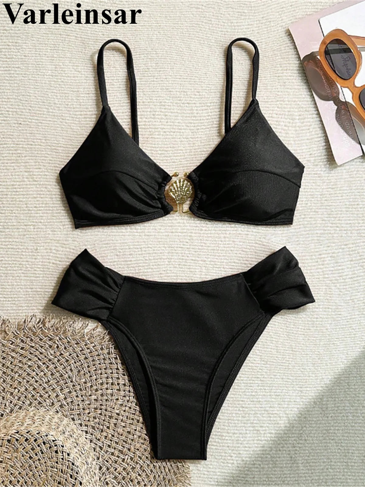 S - XL 7 Colors High Cut Leg Bikini Female Swimsuit Women Swimwear Two-pieces Bikini set Padded Bather Bathing Suit Swim