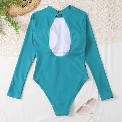 Surfing Sport Long Sleeves Swimsuit For Women Floral Printed High Quality Swimwear Patchwork Bathing Suit Tropical Summer