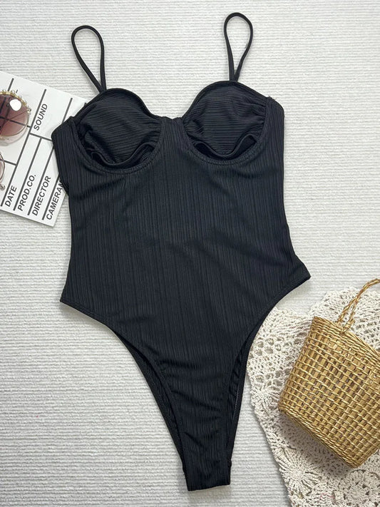 Hollow Push Up Swimwear Women Strapped Backless One Piece Swimsuit Monokini Brazilian Beach Bathing Suit