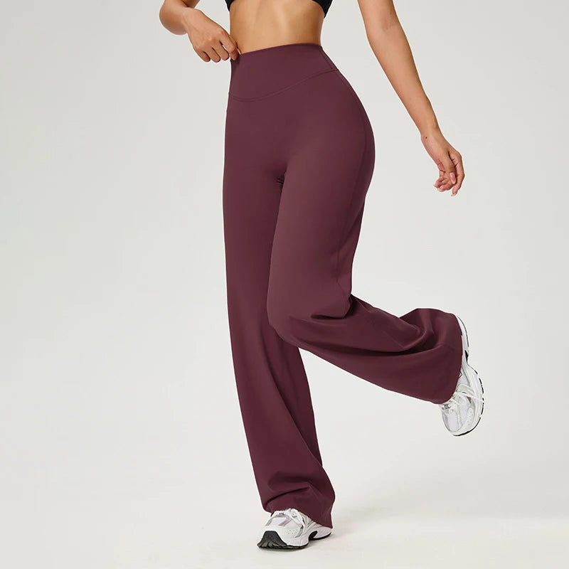 High Waist Straight-Leg Pants Ultra Soft Butter Fabric Women's High Elastic Yoga Pants Running Sport Trousers 8 Colors
