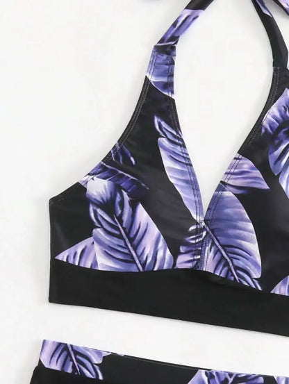Push Up Bikinis Set Swimwear Women Leaf Print Swimsuit Summer Beach Wear Tankini Bathing Suit