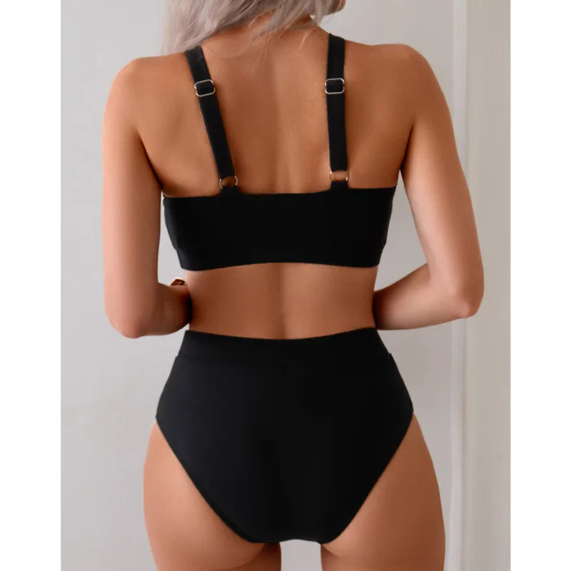 Women's Black High-Neck Bikini Set