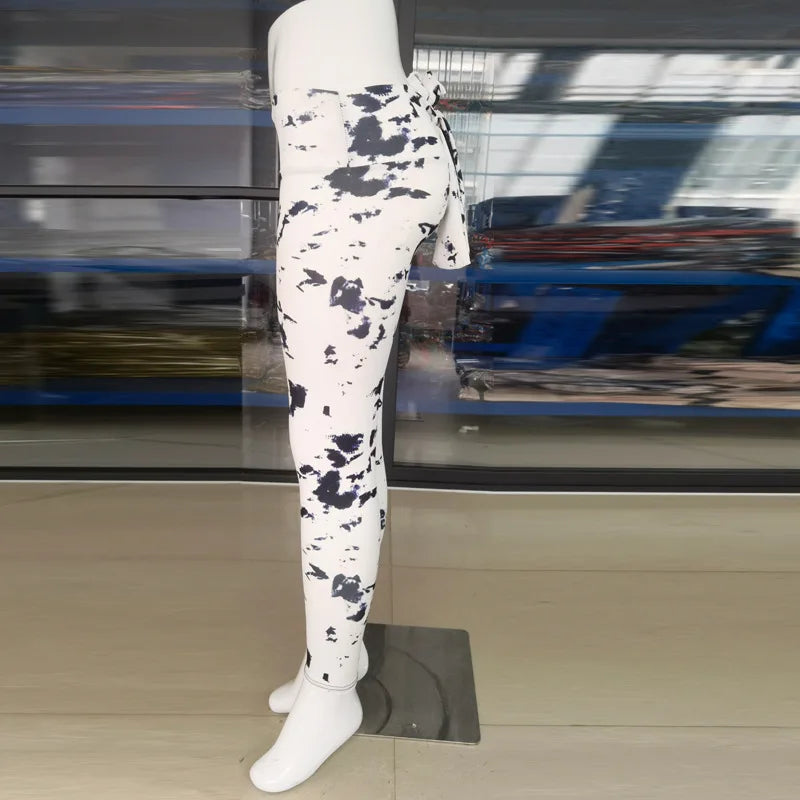 High Waist Bowknot Leggings Butterfly Print Yoga Pants Bandage Tights for Women Push Up Exercise Fitness Workout Legging