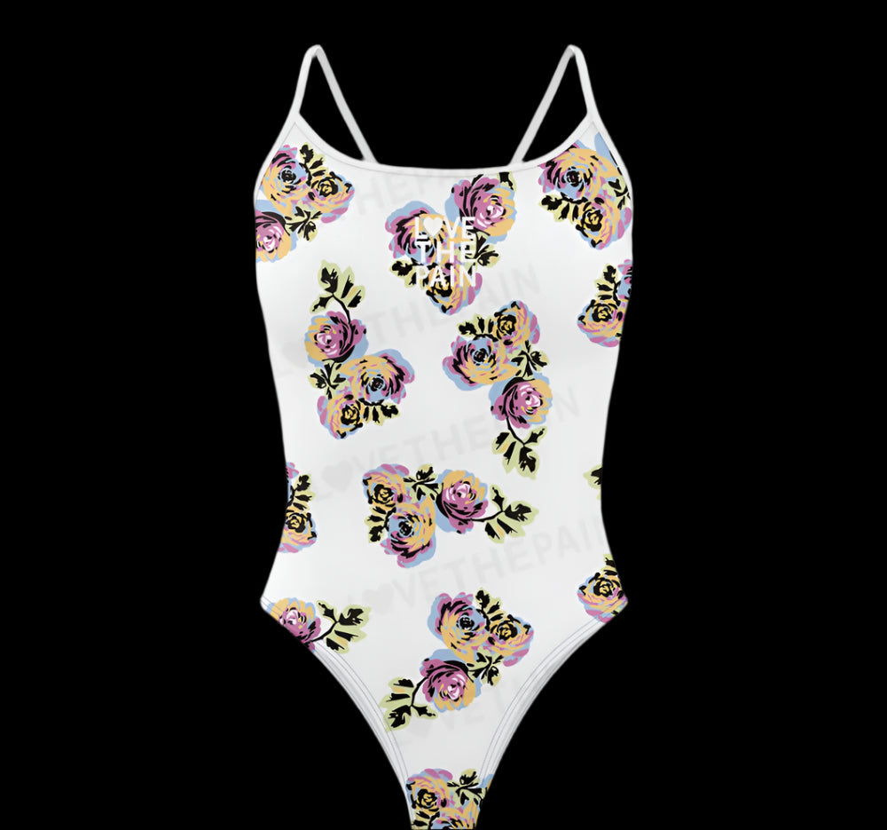 Love The Pain One Piece Swimsuit Thin Straps Versatile V-back Women's Swimwear Sports Triathlon Training Swimsuit
