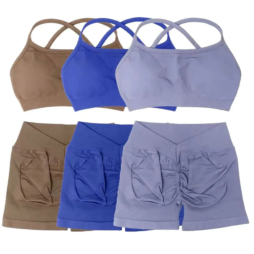 Sporty Leggings Woman Seamless Yoga Pants Scrunch Booty V-waist Hip Lifting Fitness Gym Running Workout Sports Tights