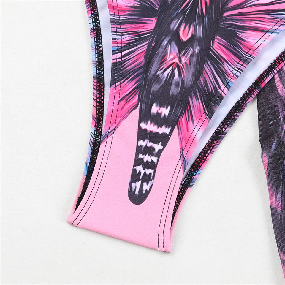 3 Pieces Bikini With Beach Skirt Butterfly Print String Bathing Suit Women Swimwear Female Swimming Swimsuit