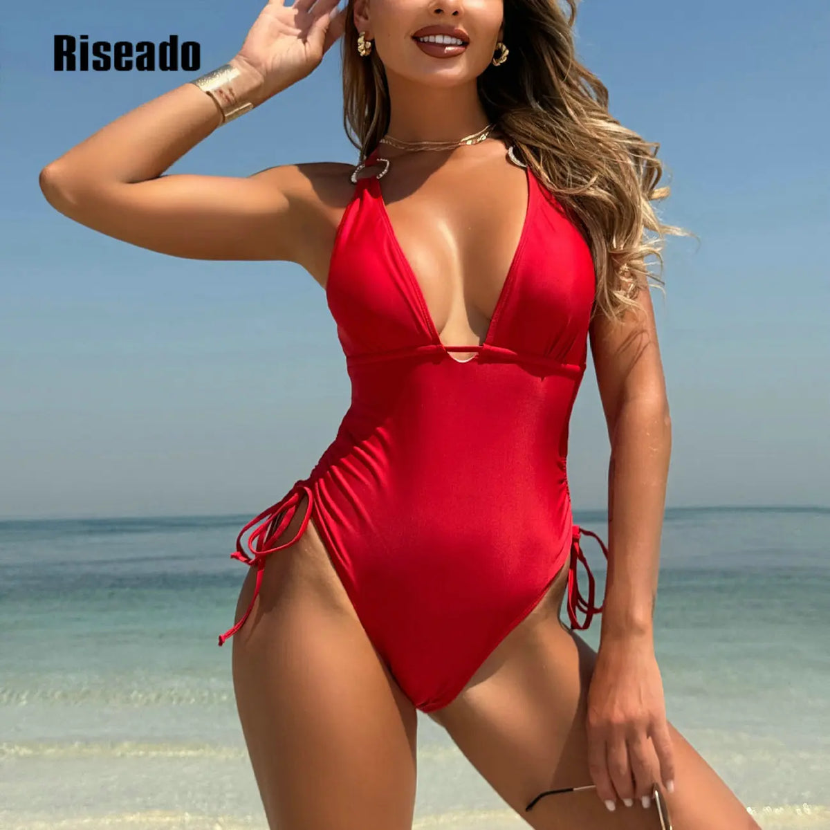 Women's Plunging V-Neck One-Piece Swimsuit with Criss-Cross Back