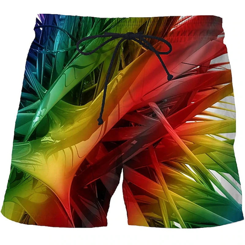 Summer Man Loose Beach Shorts 3D Print Flame Graphics Oversized Men Swimming Shorts Fashion Casual Quick Drying Male Short Pants