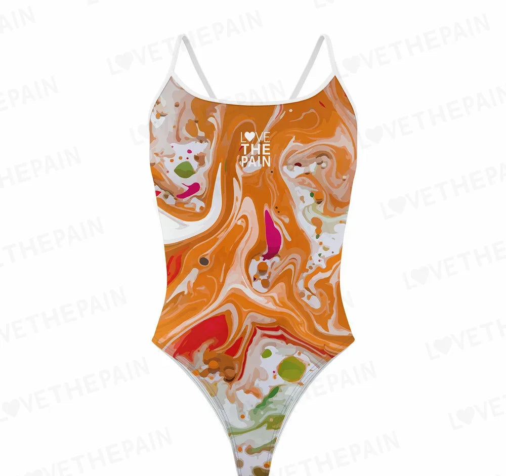 Love The Pain  Women's  One-piece Triangle Swimsuit Sports Function Training Swimsuit Competition