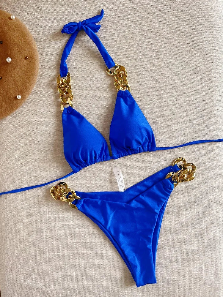 String Bikini Triangle Bathing Suit for Women Brazilian Bikini Set 2-piece Halter Swimwear Push Up Swimsuit