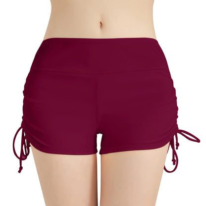 Women Swimsuit Panties Swimwear Beach Shorts High Waist Sides Adjustable Drawstring Stretch Sports Bathing Suit Tankini Bottoms