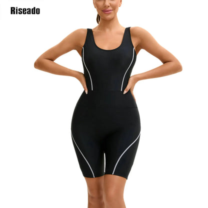 Women's Boyleg Sport One Piece Swimsuit Sleeveless Athletic Swimwear Training Bathing Suit
