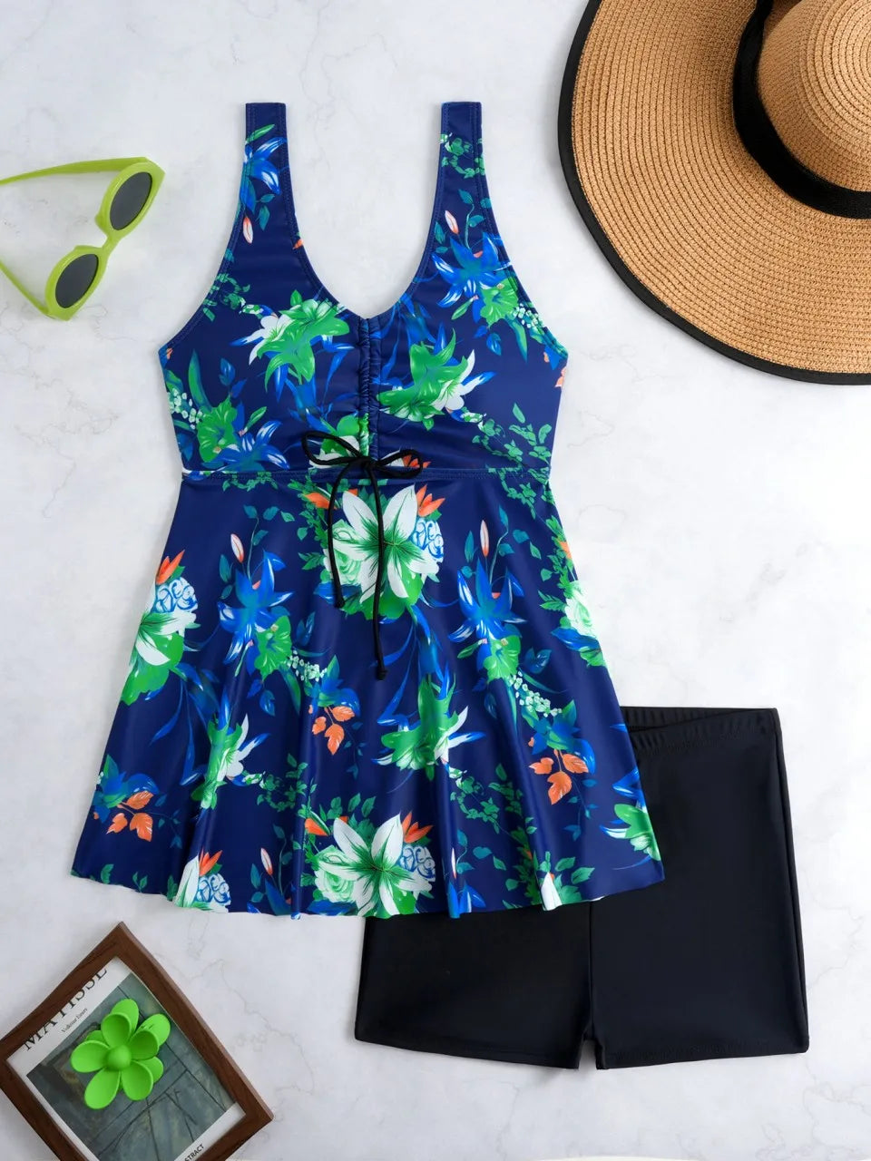 Tankini Set Two Pieces Printed Swimsuit Women Beach Dress Swimwear Female Bathers Bathing Swimming Suit Padded Beachwear