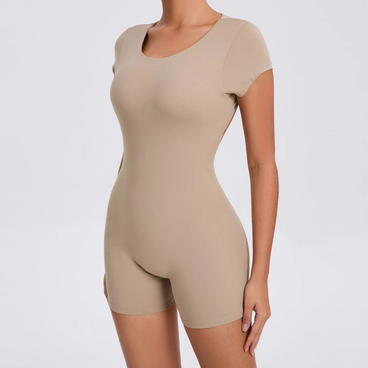 Pad Short Sleeves Suit Female One Piece Jumpsuit Yoga Set Workout Bodysuits Backless Sports Rompers Women Gym Legging