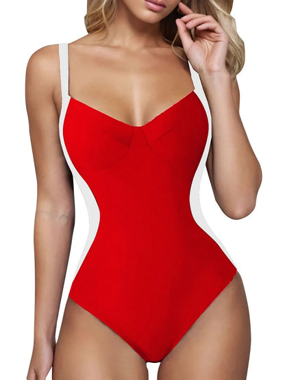 Strappy Swimsuit Women One Piece Solid Slim Swimwear Female Bathers Bathing Swimming Swim Suit Beachwear XXL