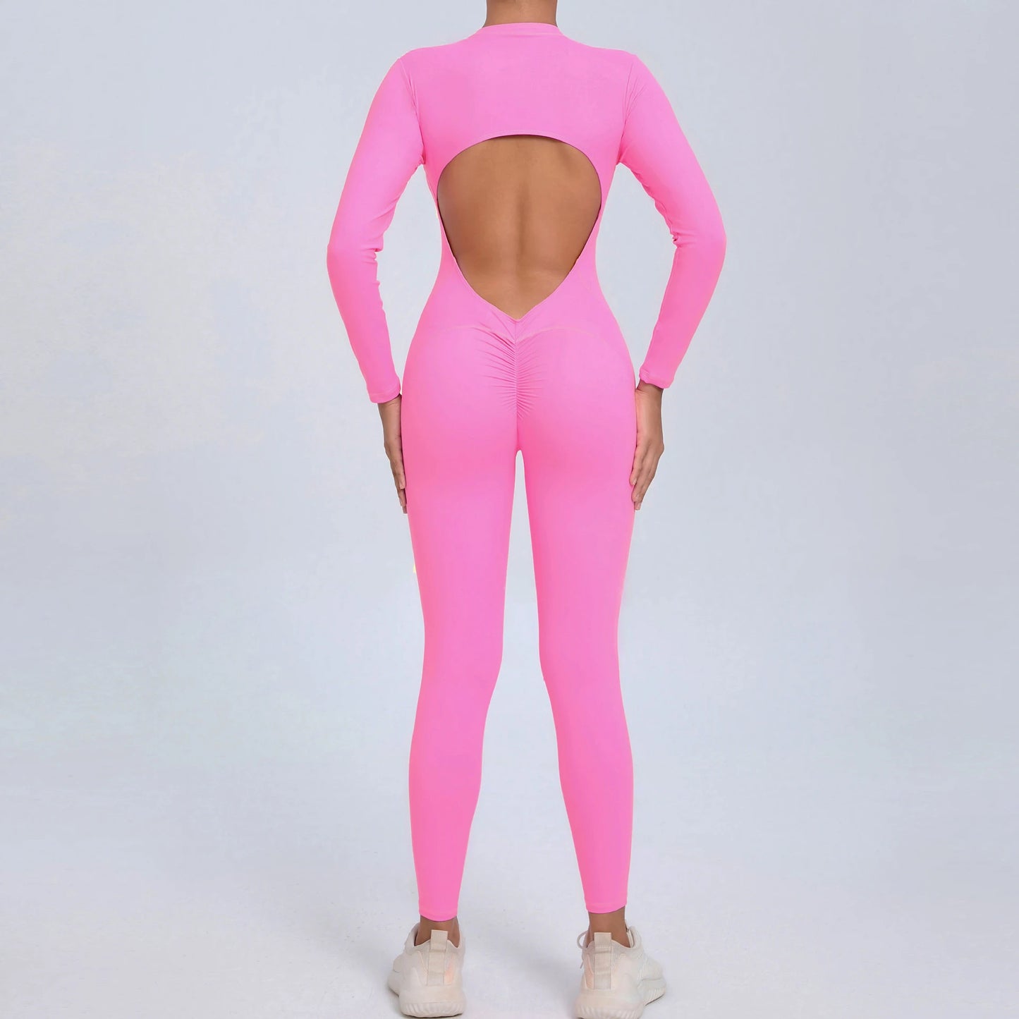Women Long Sleeve Zipper Jumpsuit One-Piece Zipper Yoga Set Gym Push Up Workout Clothes Fitness Bodysuit Sportswear