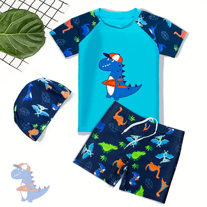 Children's Swimming Costume Three-Piece Set Of Cute Cartoon Boys Toddler Baby Swimsuit Swimsuit Swimming Costume