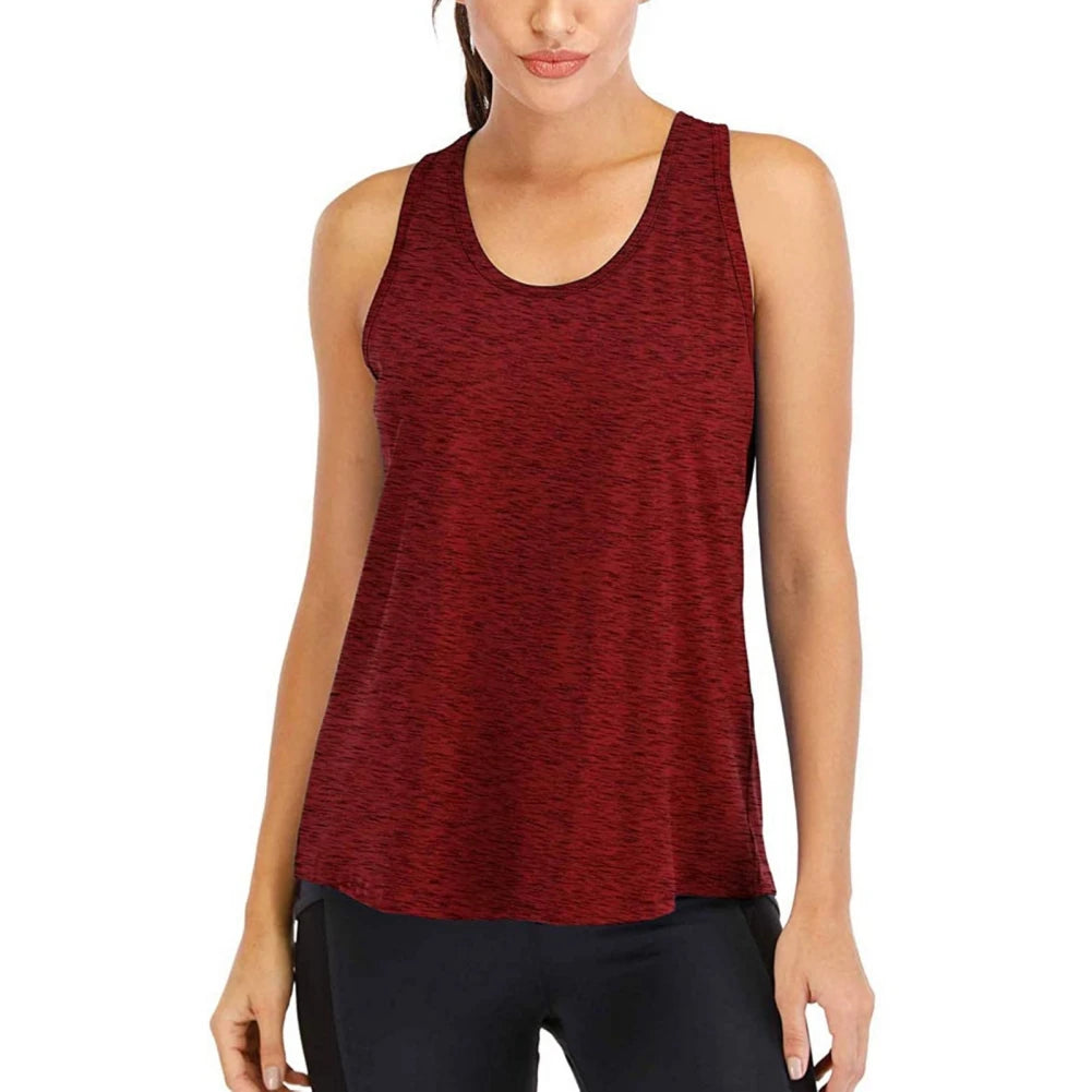 Summer Quick-dry Yoga Fitness Tank Top For Women Solid Color Soft Breathable Racerback Sleeveless Loose Fit Casual Sports Vest