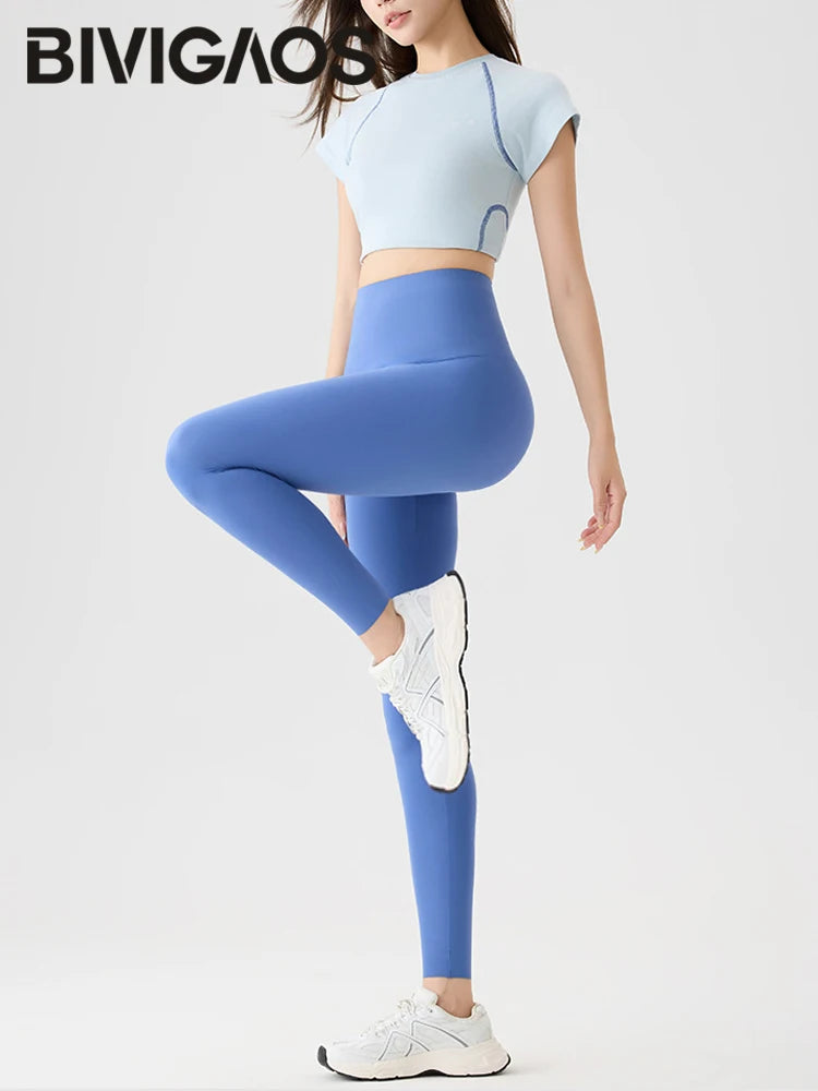 BIVIGAOS Women's High-Waisted Leggings with Back Pocket