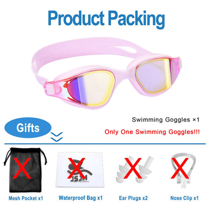Unisex Adult Swimming Goggles – Anti-Fog Swim Glasses for Men & Women – Adjustable Silicone Waterproof Professional Swim Eyewear