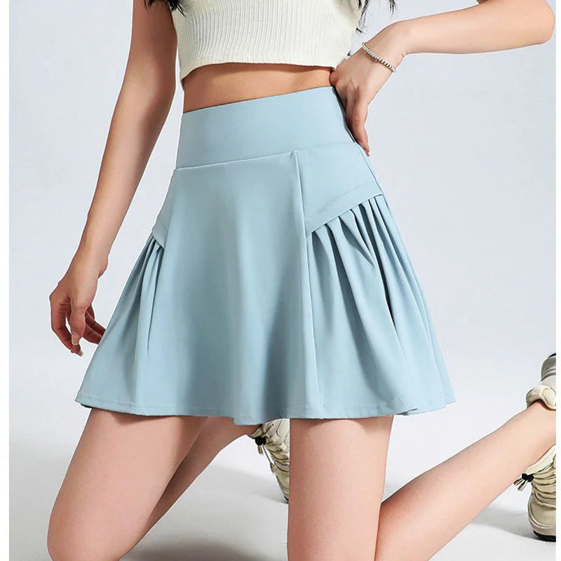 Pockets Wide Waistband Tummy Control Tennis Skirt Sports Skort Running Skirts 2 in 1 Golf Skorts Super Stretchy